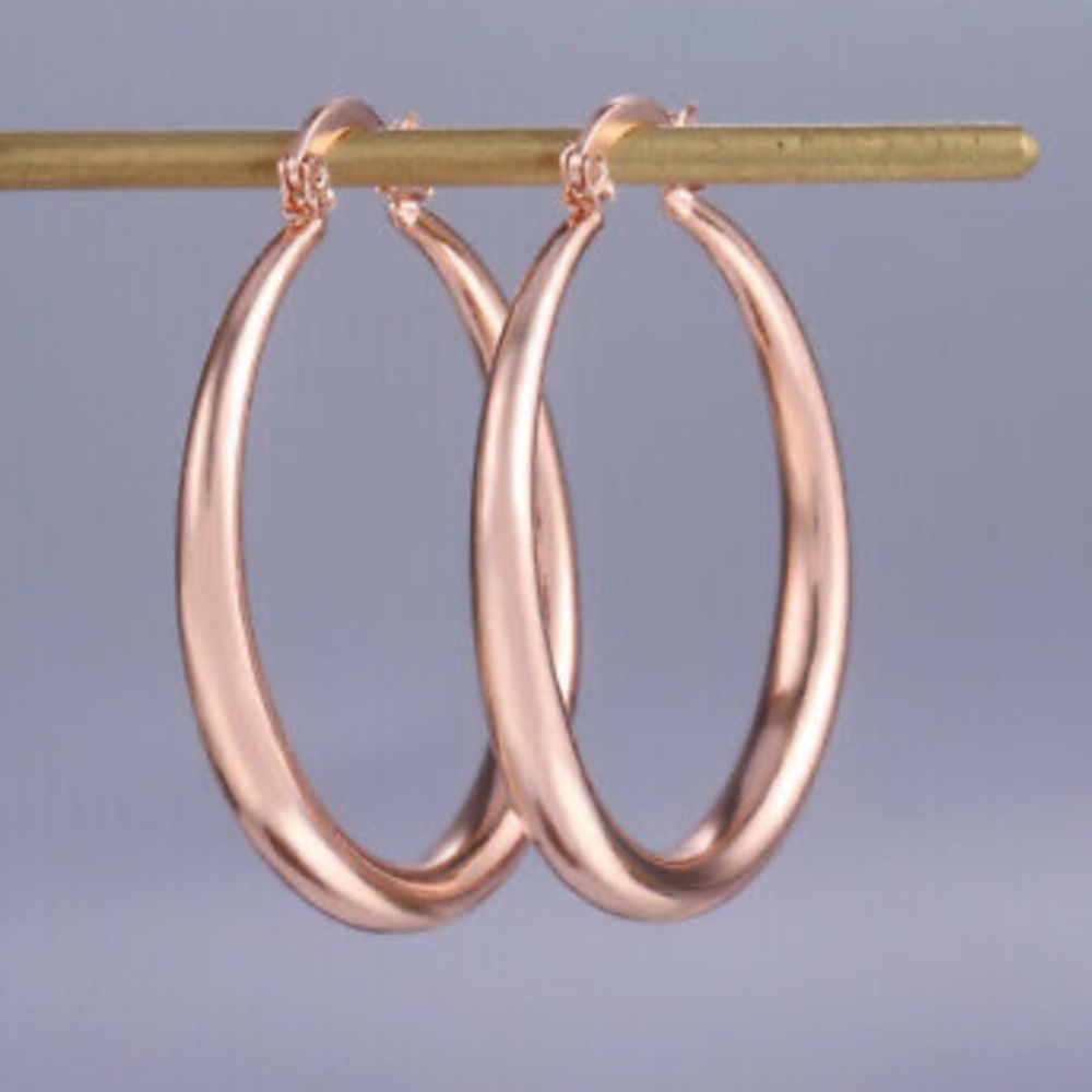 NEW 18k Rose Gold plated Hoop Earrings - Picture 5 of 6